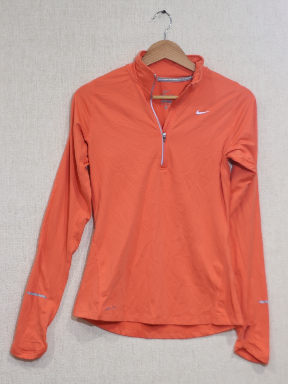 Nike Women's Orange Long-Sleeve Half-Zip Performance Top
